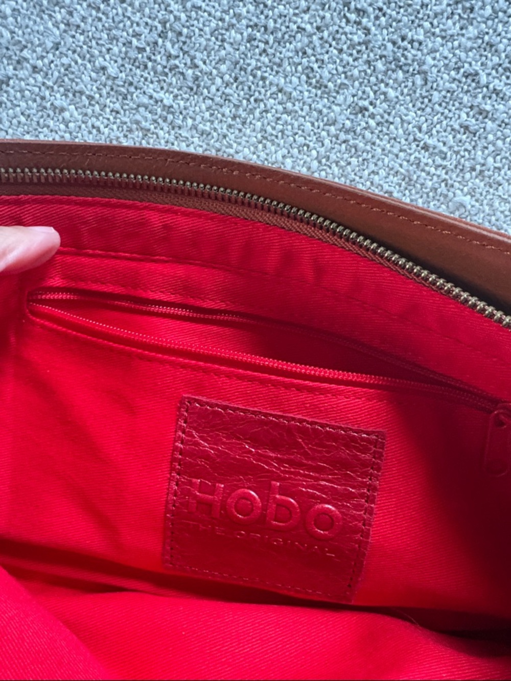 HOBO Leather Turn-Lock Wristlet Clutch in Cognac - Picture 2 of 5